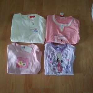 NEW WITH TAGS 4 Little Girl Shirts Size L (Long Sleeve + Short Sleeve)